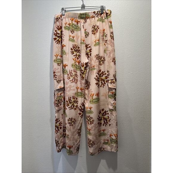 Love Binetti Size Large Silk Cargo Polanco Pants Print Anthropologie Cropped - Picture 3 of 8
